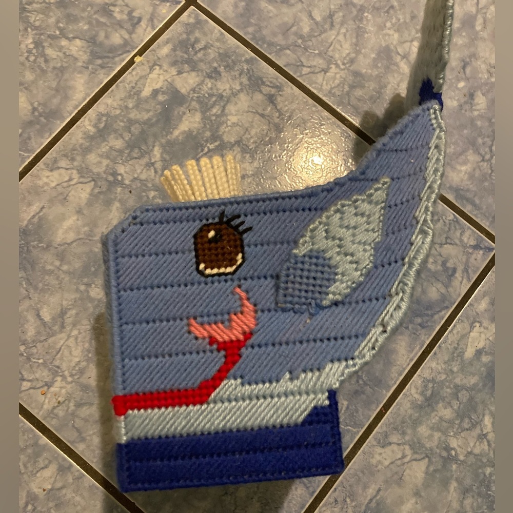 Crocheted whale tissue box holder